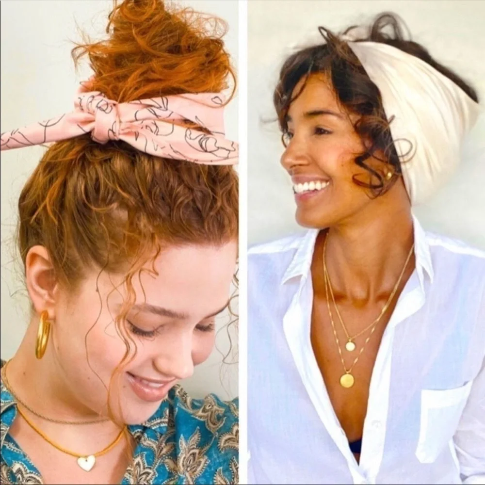 NWT ❤️ Lark & Ives - Ivory & Blush Pink Hair Scarves (Set of 2) - 20